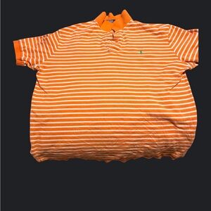 3 Polo by Ralph Lauren Orange & White Striped Short-Sleeve Polo